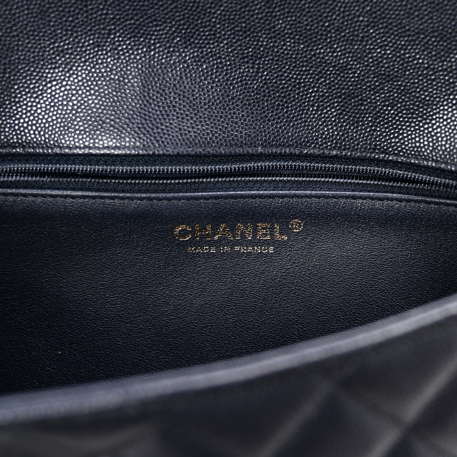 Caviar Quilted Flap Clutch Navy
