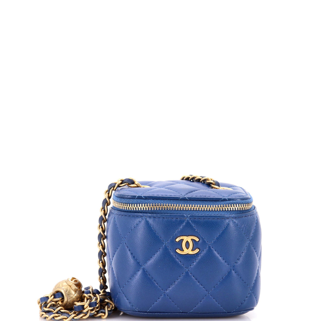 Pearl Crush Vanity Case with Chain Quilted Lambskin Mini