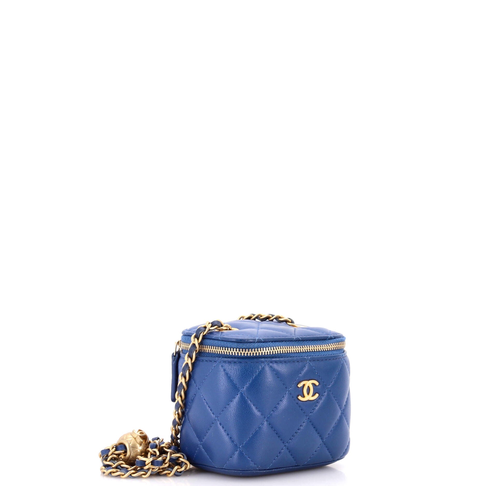Pearl Crush Vanity Case with Chain Quilted Lambskin Mini