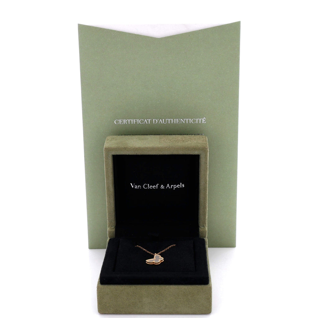 Sweet Alhambra Butterfly Pendant Necklace 18K Yellow Gold and Mother of Pearl