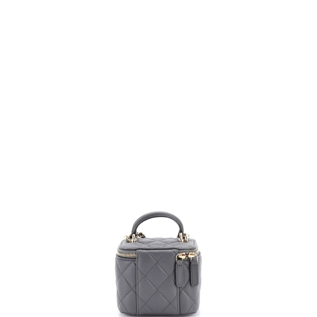 Classic Top Handle Vanity Case with Chain Quilted Lambskin Mini