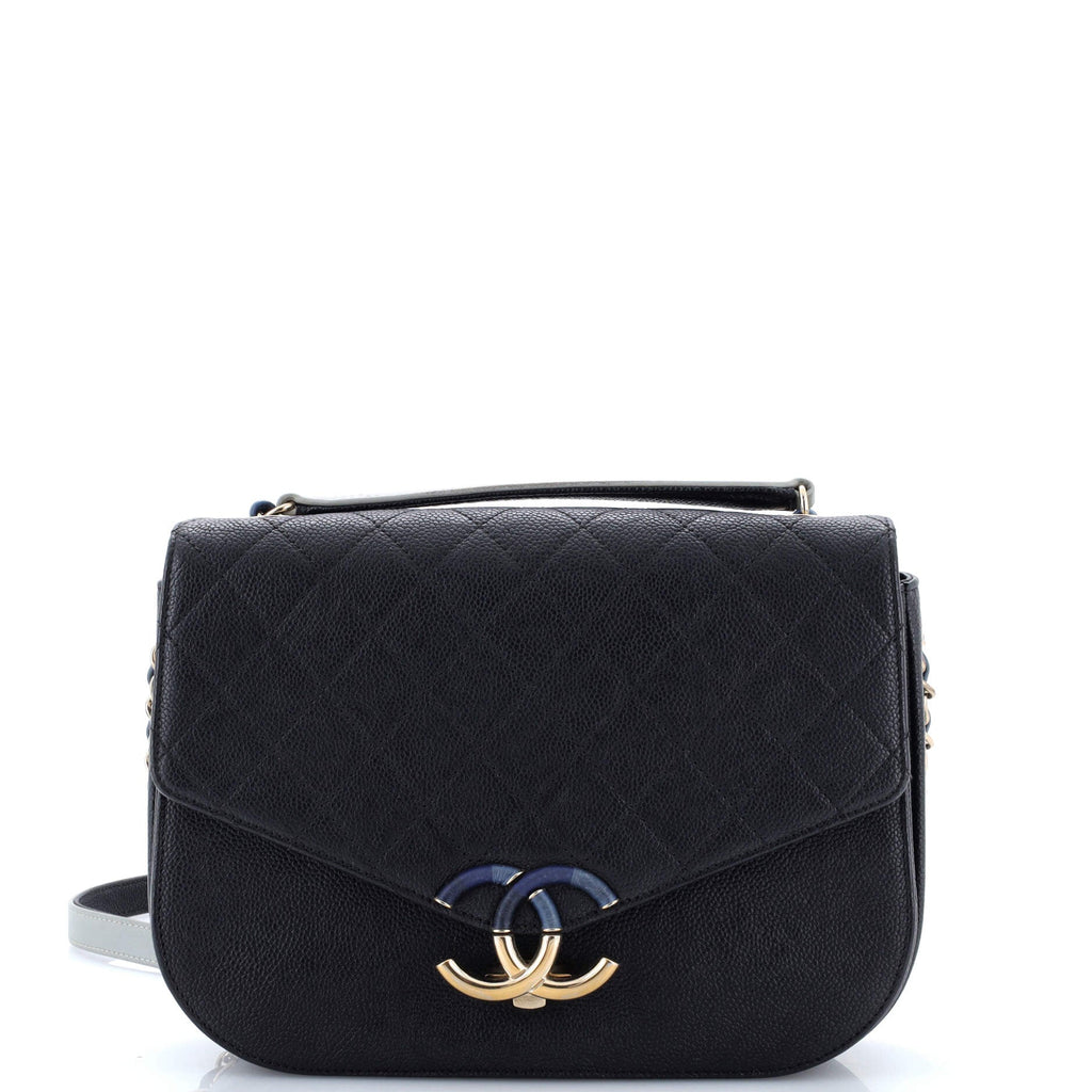 Thread Around Flap Bag Quilted Caviar Medium