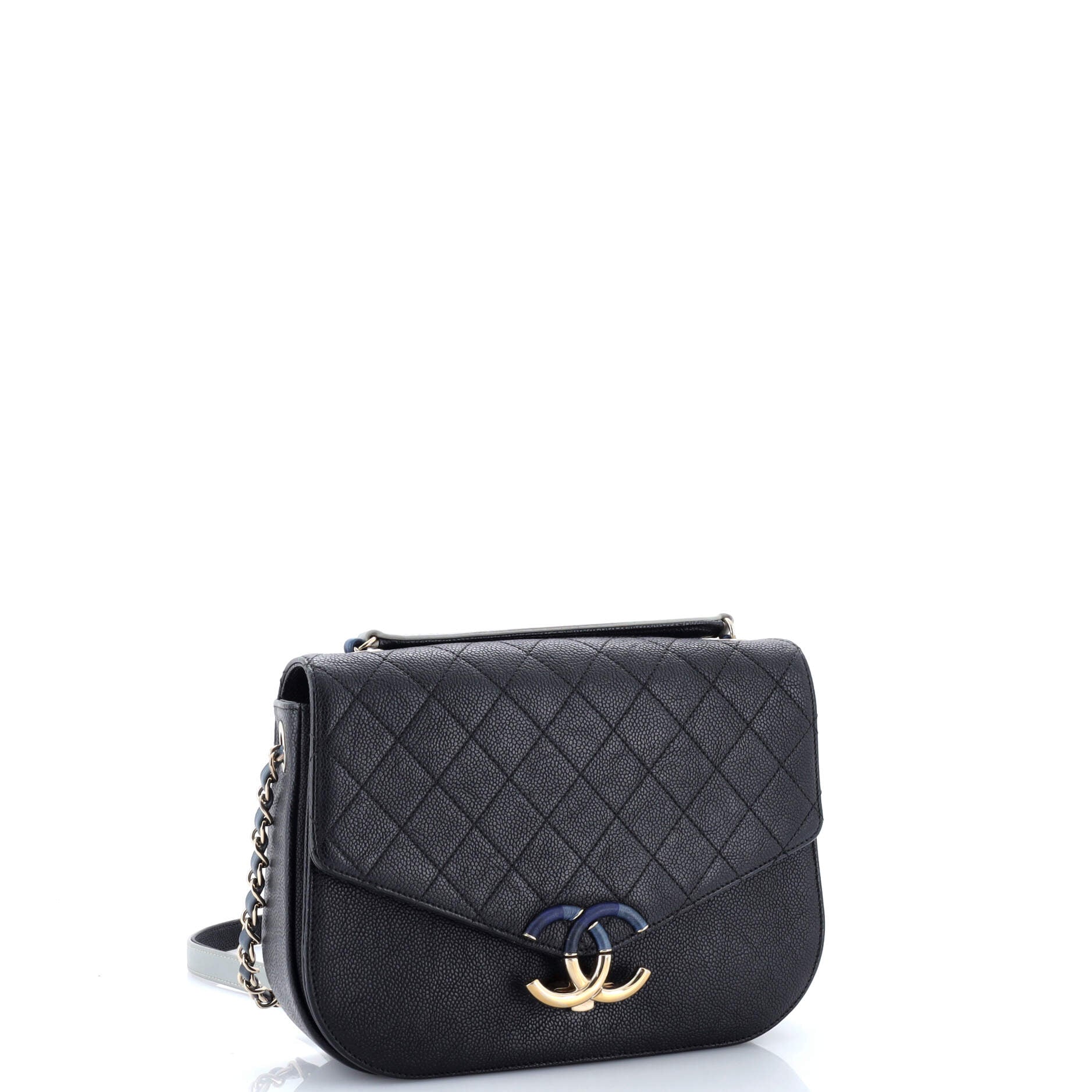 Thread Around Flap Bag Quilted Caviar Medium