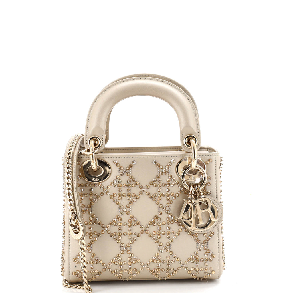 Lady Dior Chain Bag Crystal Embellished Cannage Quilt Leather Mini