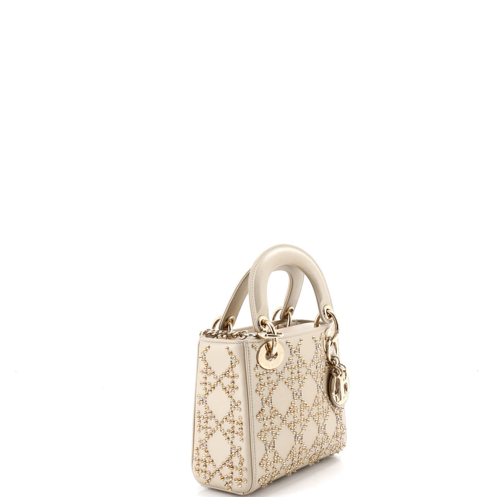 Lady Dior Chain Bag Crystal Embellished Cannage Quilt Leather Mini