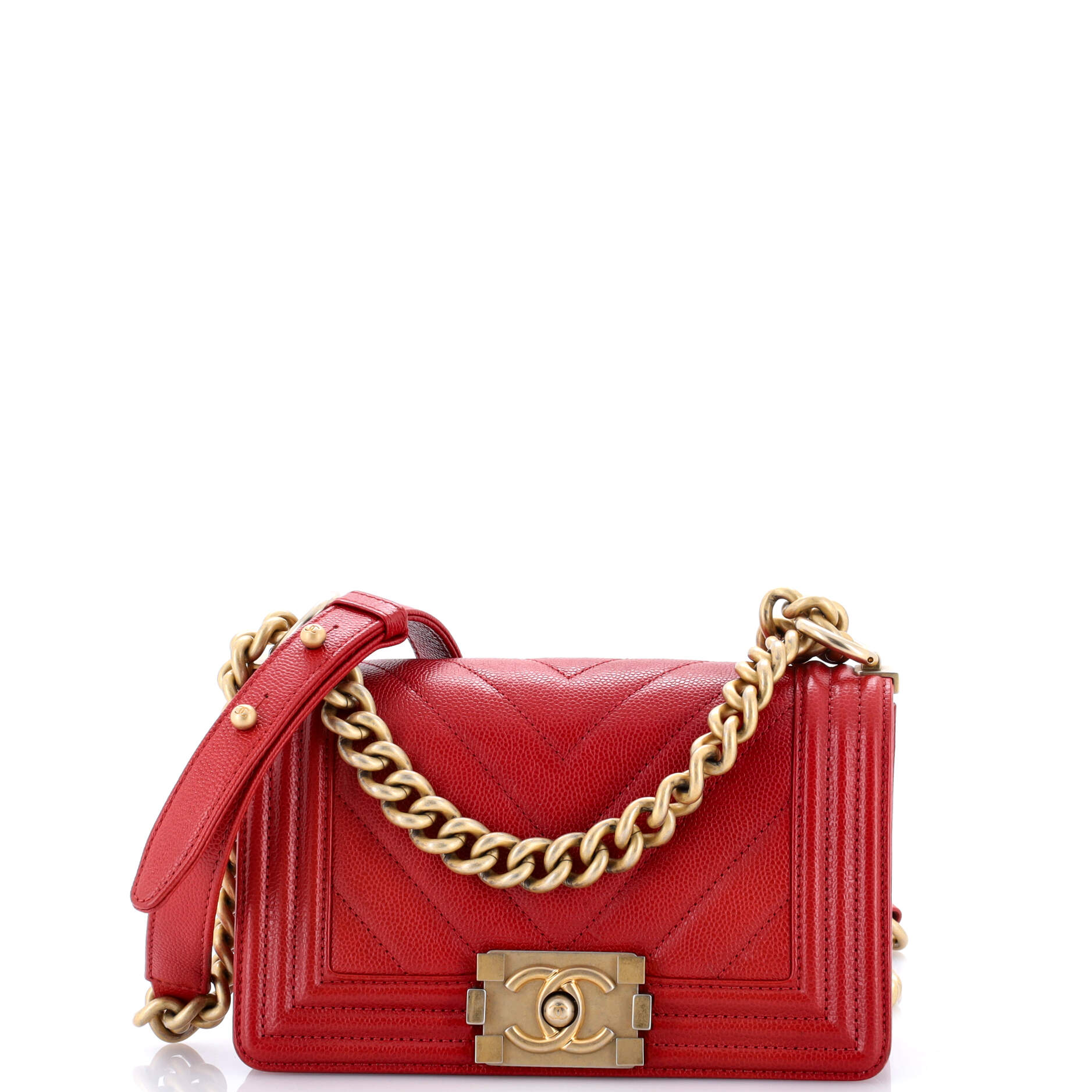Boy Flap Bag Chevron Caviar Small