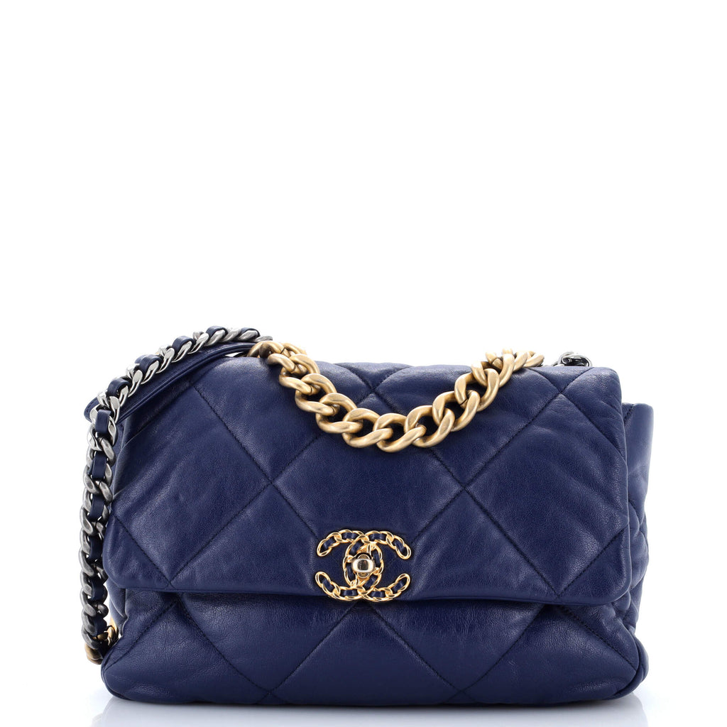 19 Flap Bag Quilted Leather Large