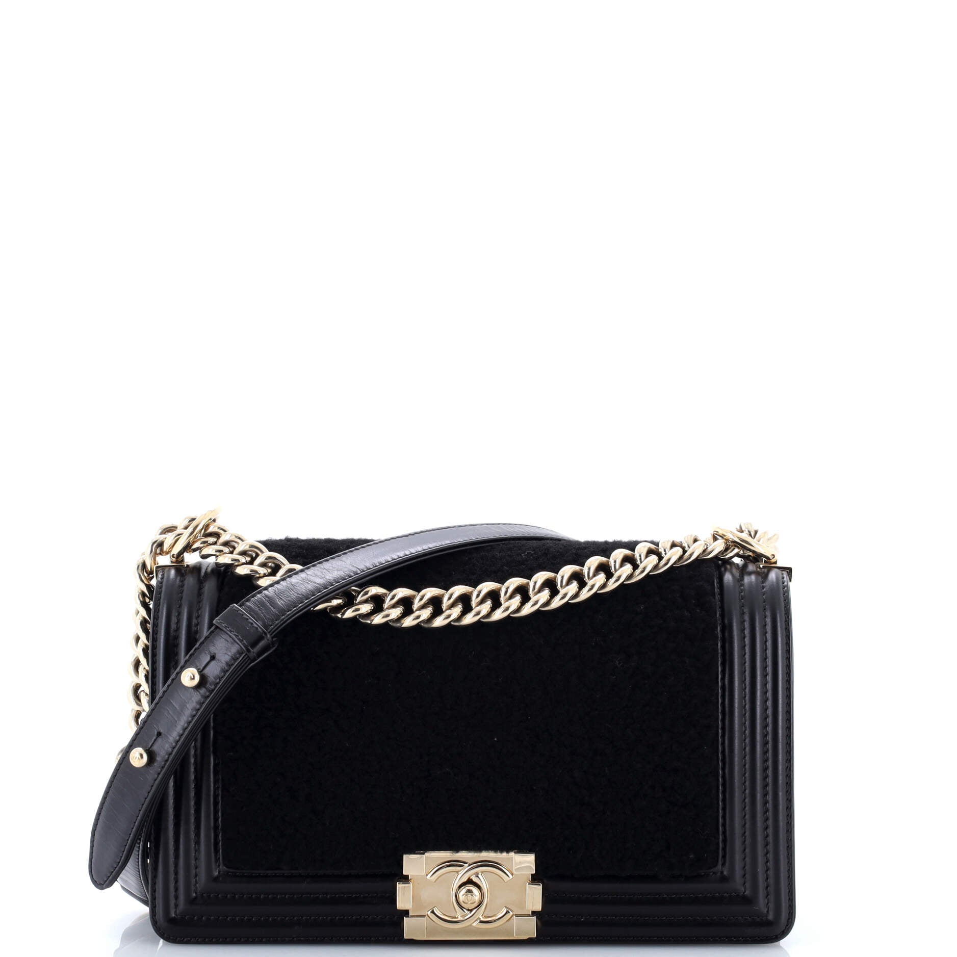 Boy Flap Bag Shearling with Leather Old Medium