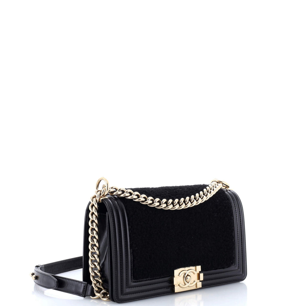 Boy Flap Bag Shearling with Leather Old Medium