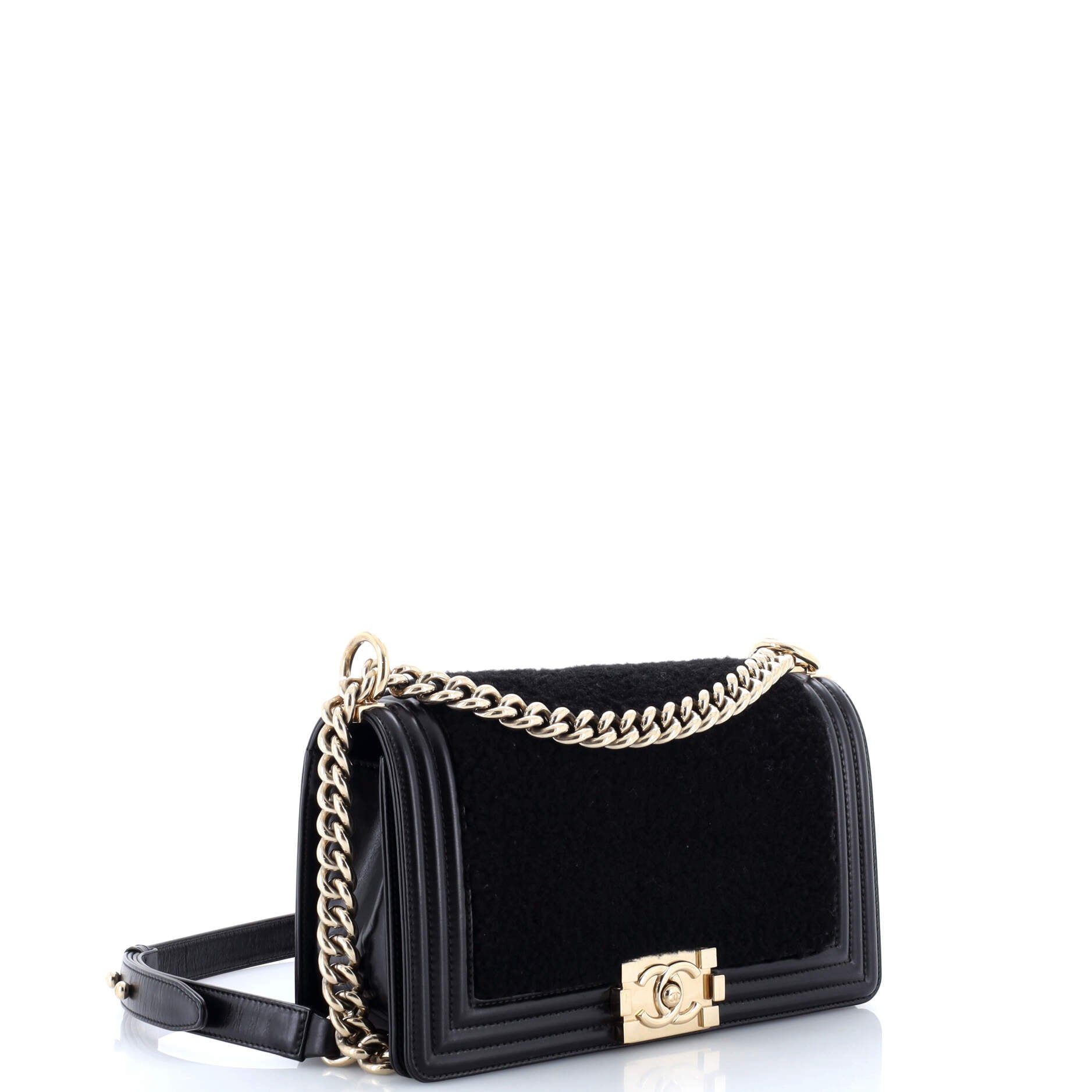Boy Flap Bag Shearling with Leather Old Medium