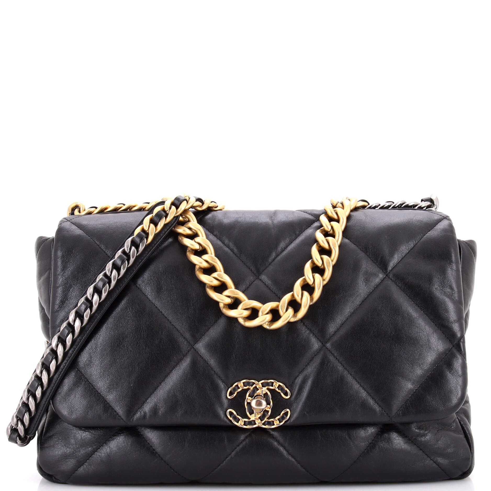 19 Flap Bag Quilted Leather Maxi