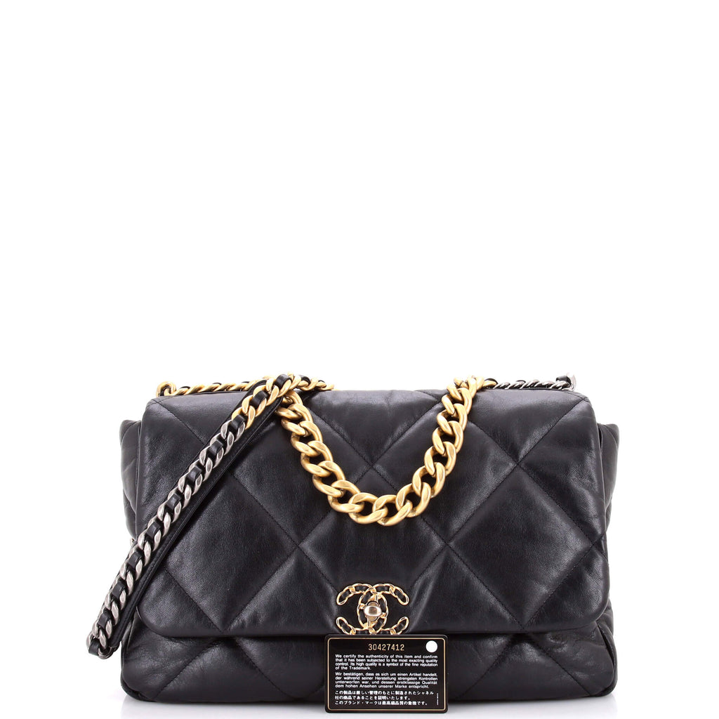 19 Flap Bag Quilted Leather Maxi