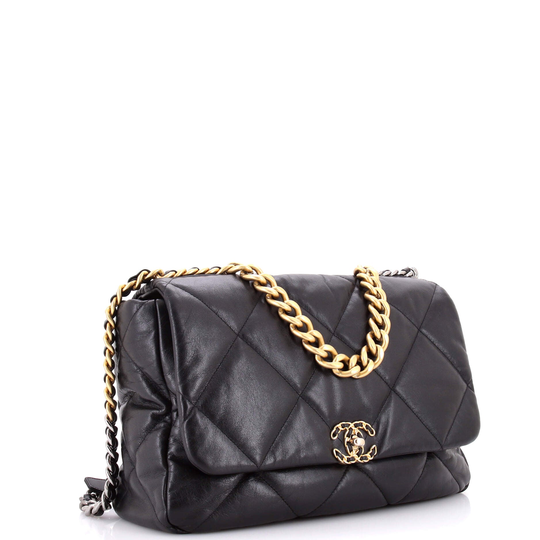 19 Flap Bag Quilted Leather Maxi