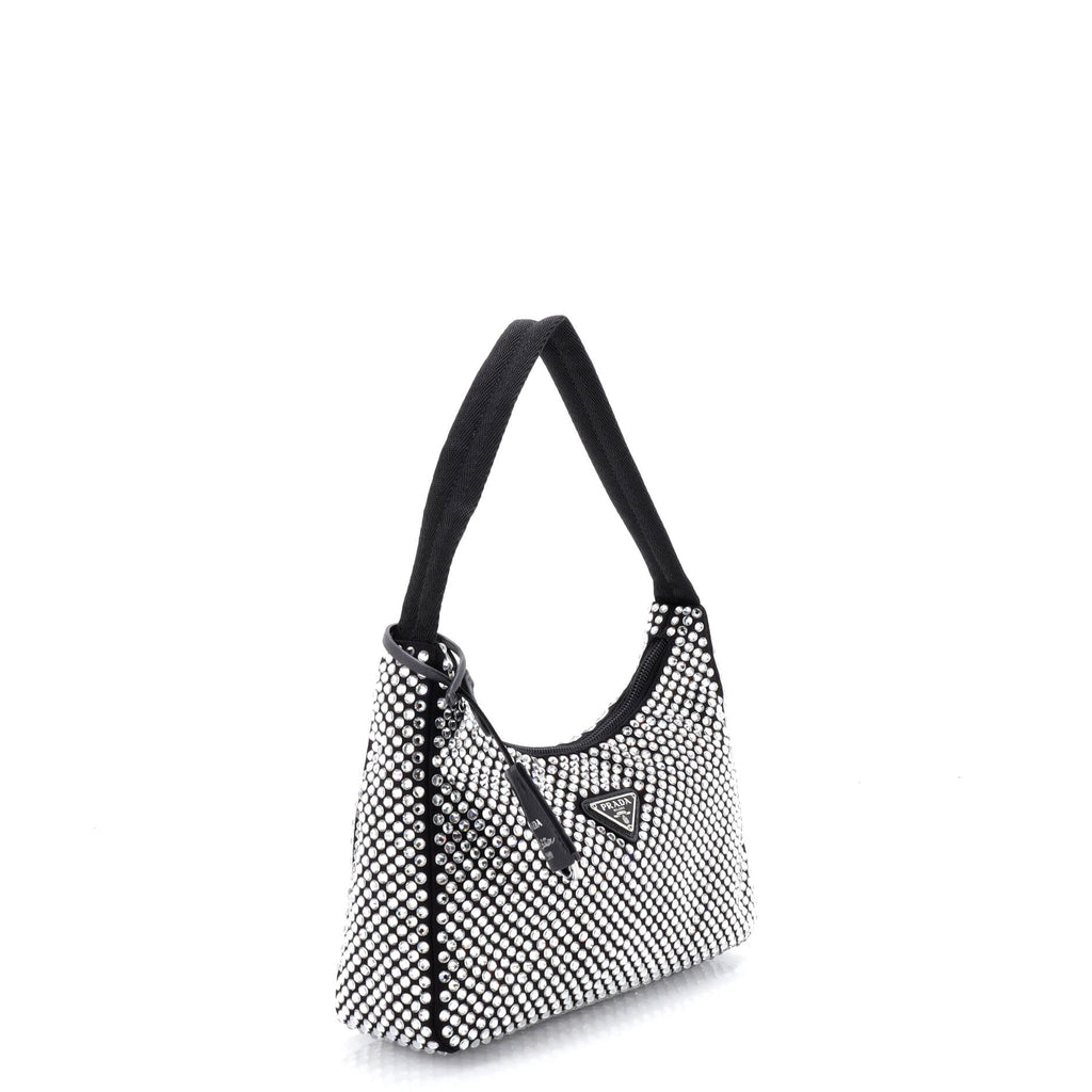 Re-Edition 2000 Hobo Crystal Embellished Satin Mini