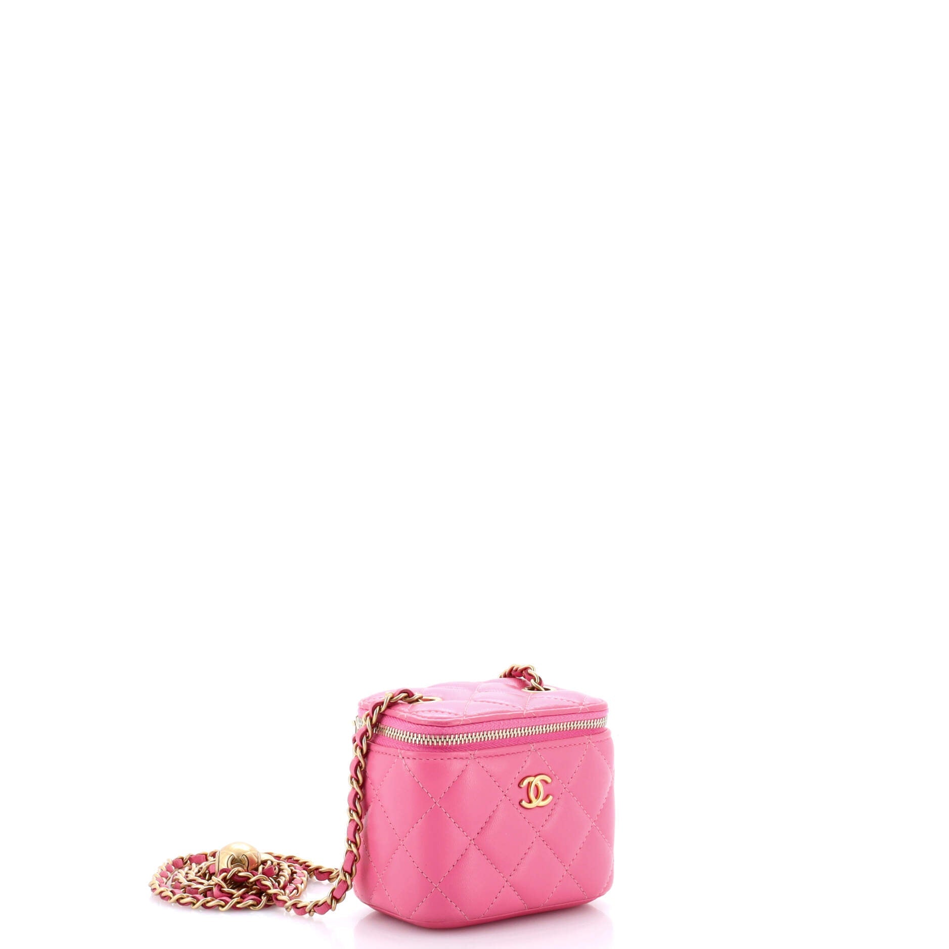 Pearl Crush Vanity Case with Chain Quilted Lambskin Mini
