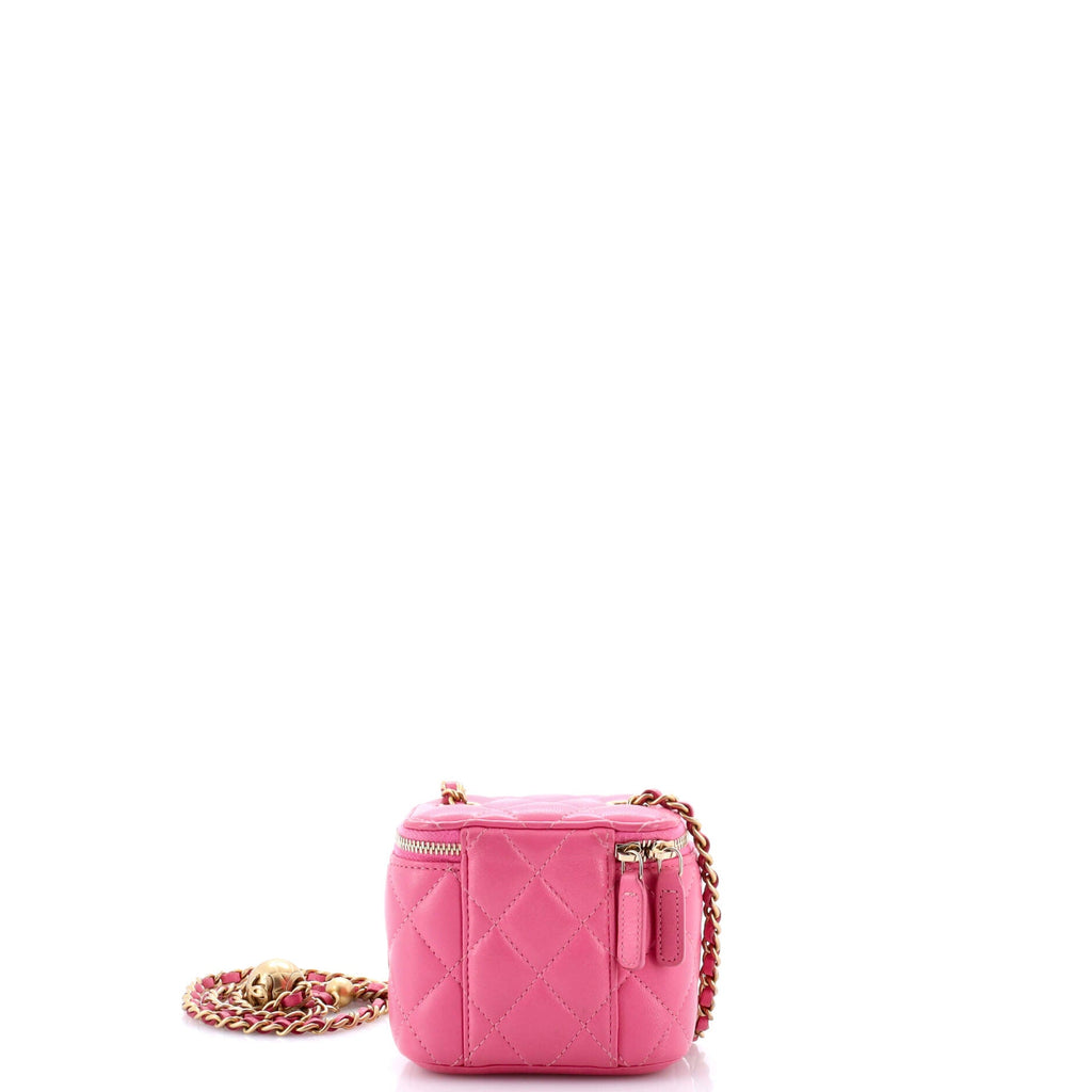 Pearl Crush Vanity Case with Chain Quilted Lambskin Mini