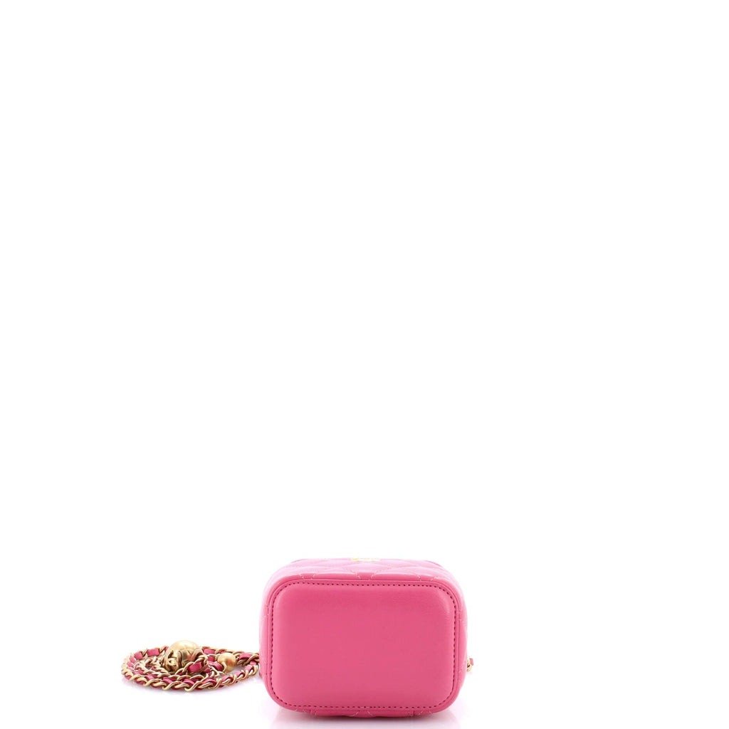 Pearl Crush Vanity Case with Chain Quilted Lambskin Mini