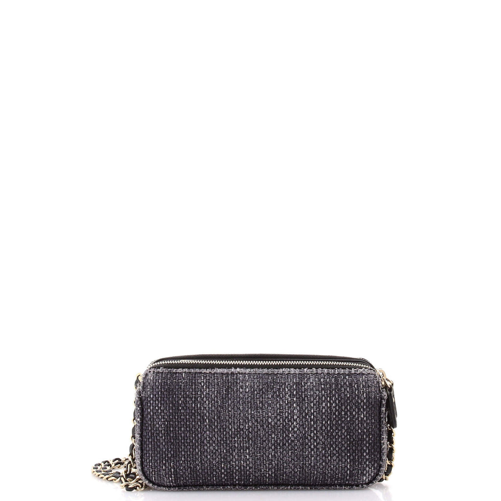 Deauville Double Zip Clutch with Chain Raffia