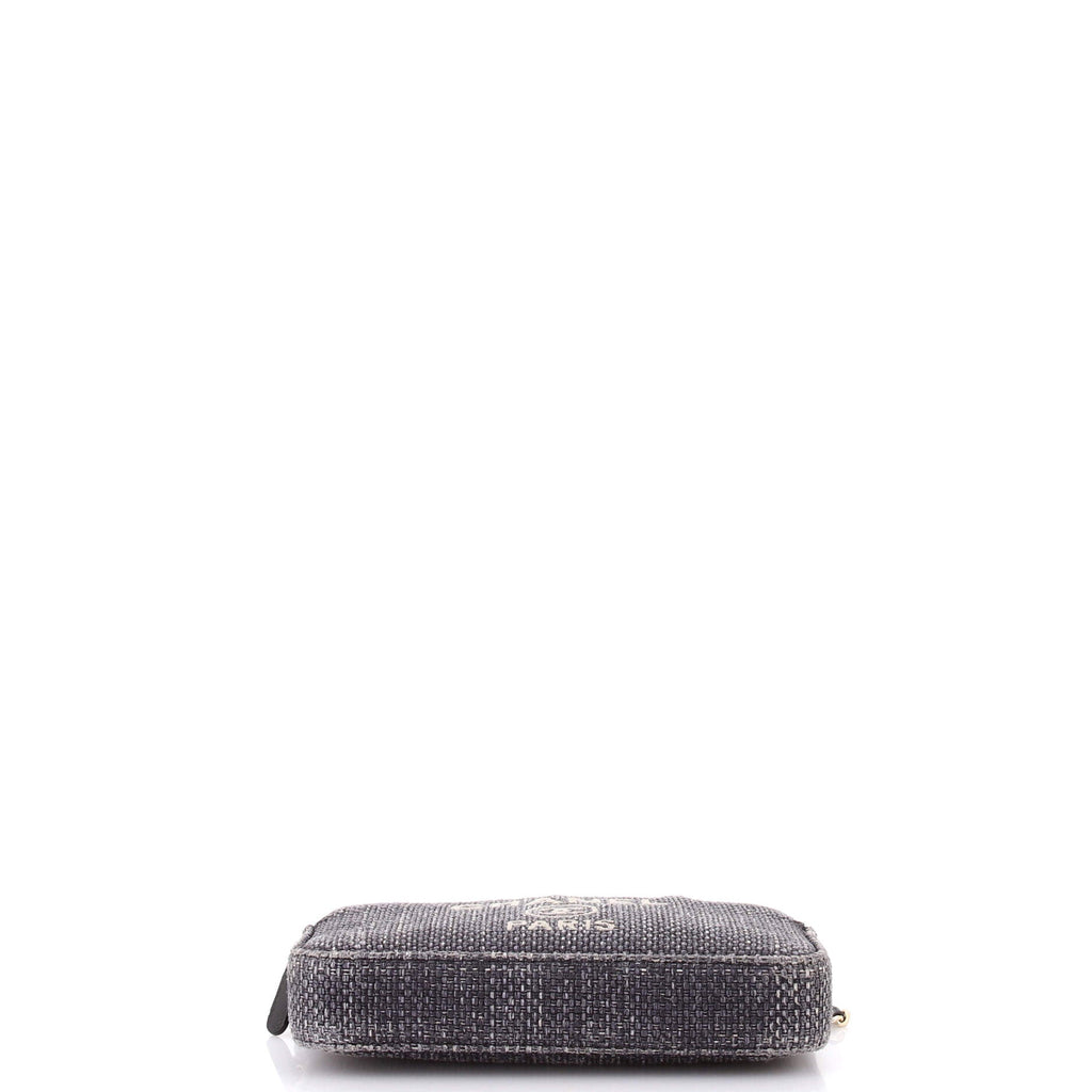 Deauville Double Zip Clutch with Chain Raffia