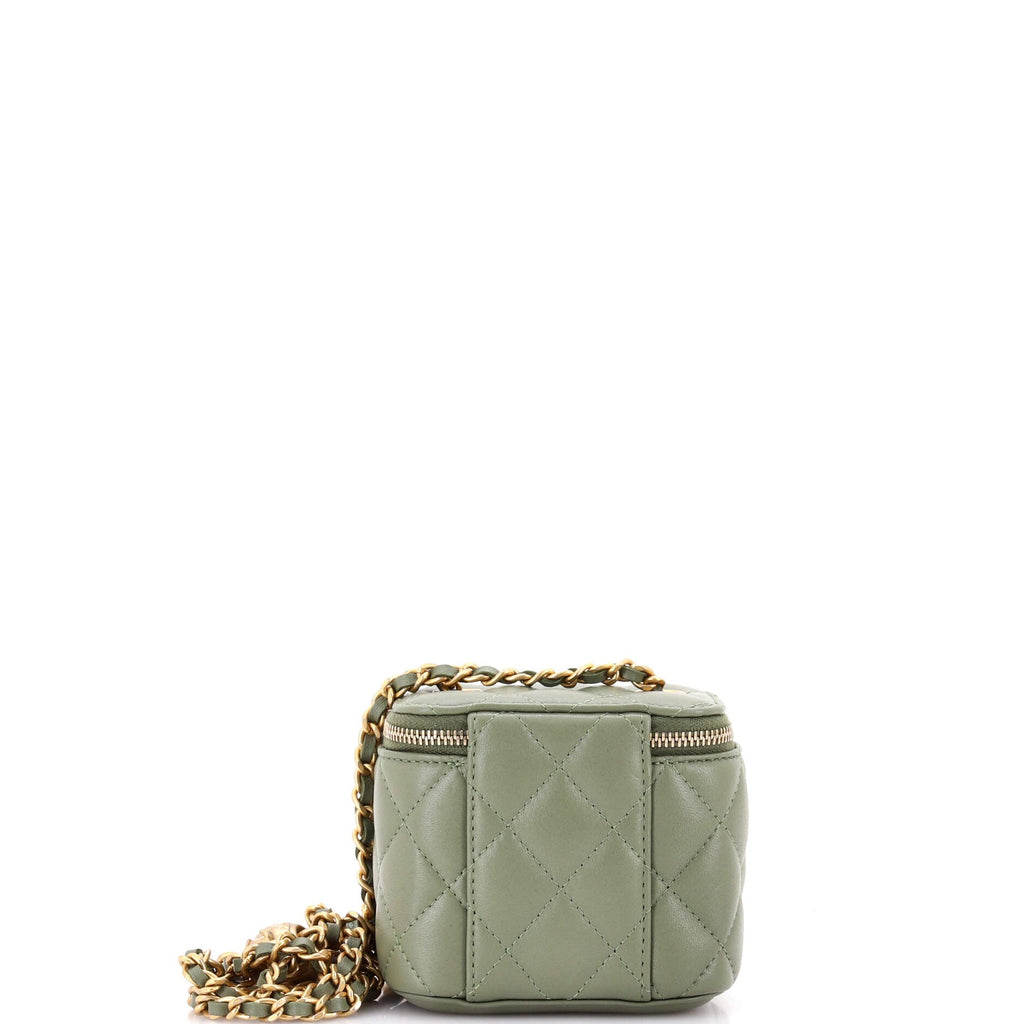 Pearl Crush Vanity Case with Chain Quilted Lambskin Mini