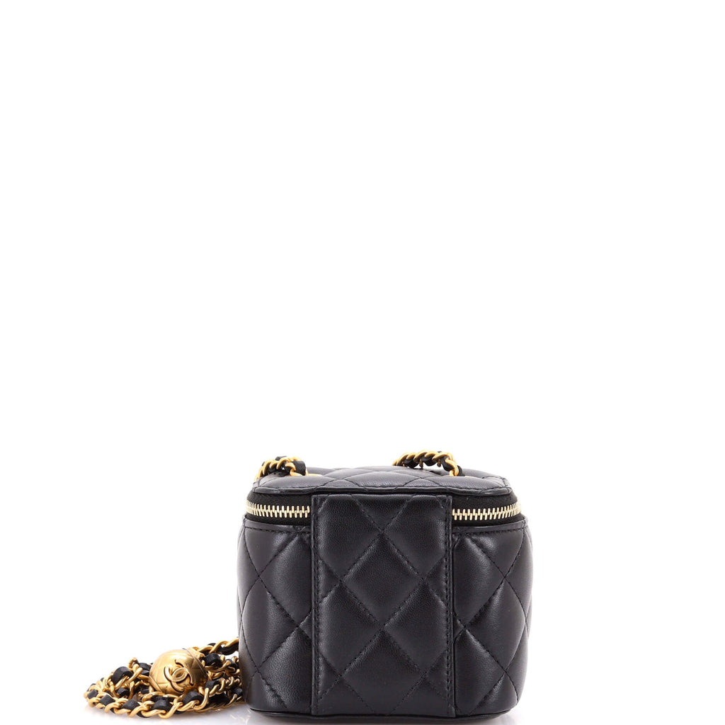 Pearl Crush Vanity Case with Chain Quilted Lambskin Mini