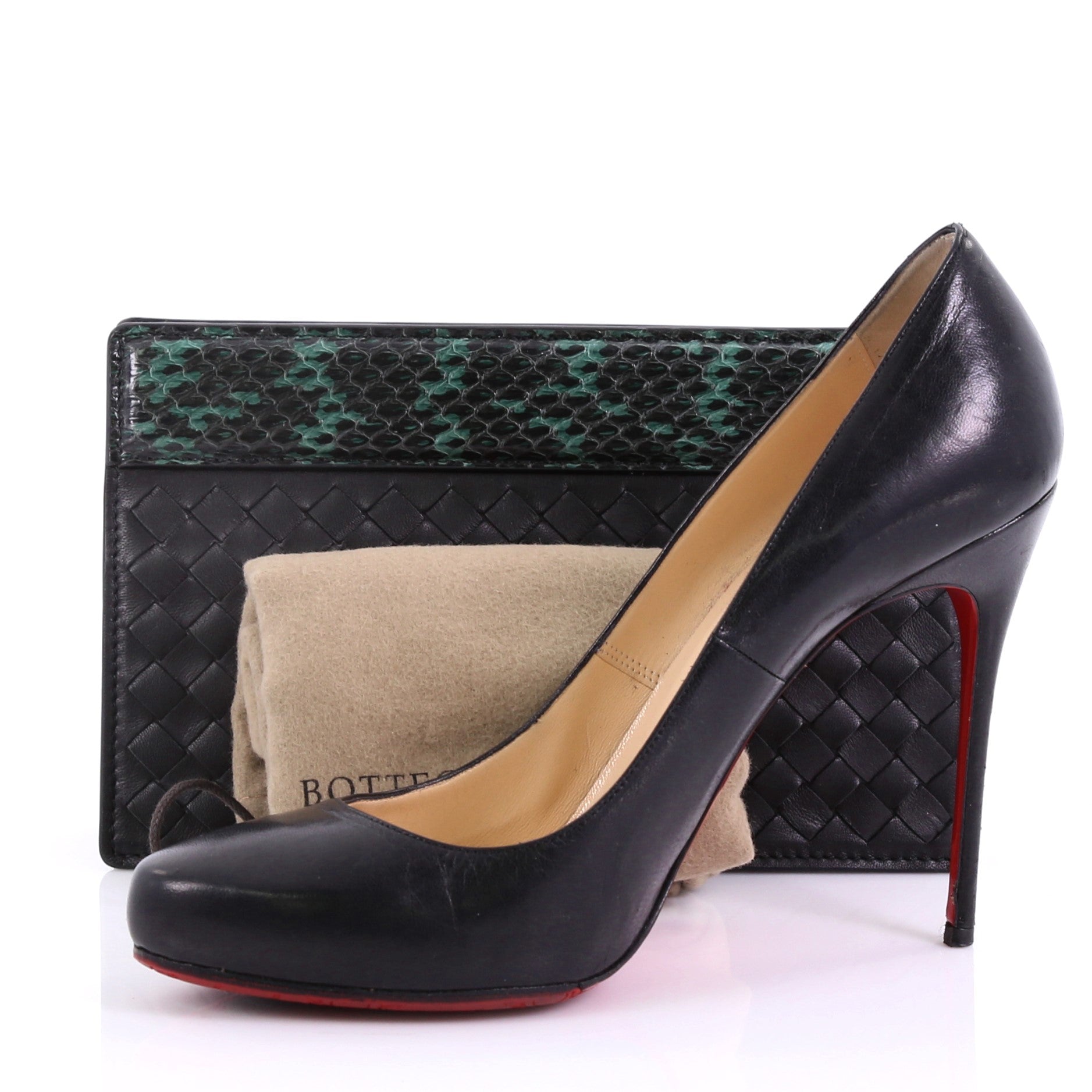 Clutch Intrecciato Nappa with Python Detail