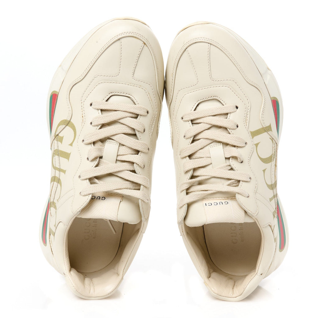 Calfskin Logo Womens Rhyton Sneakers 38.5 Ivory