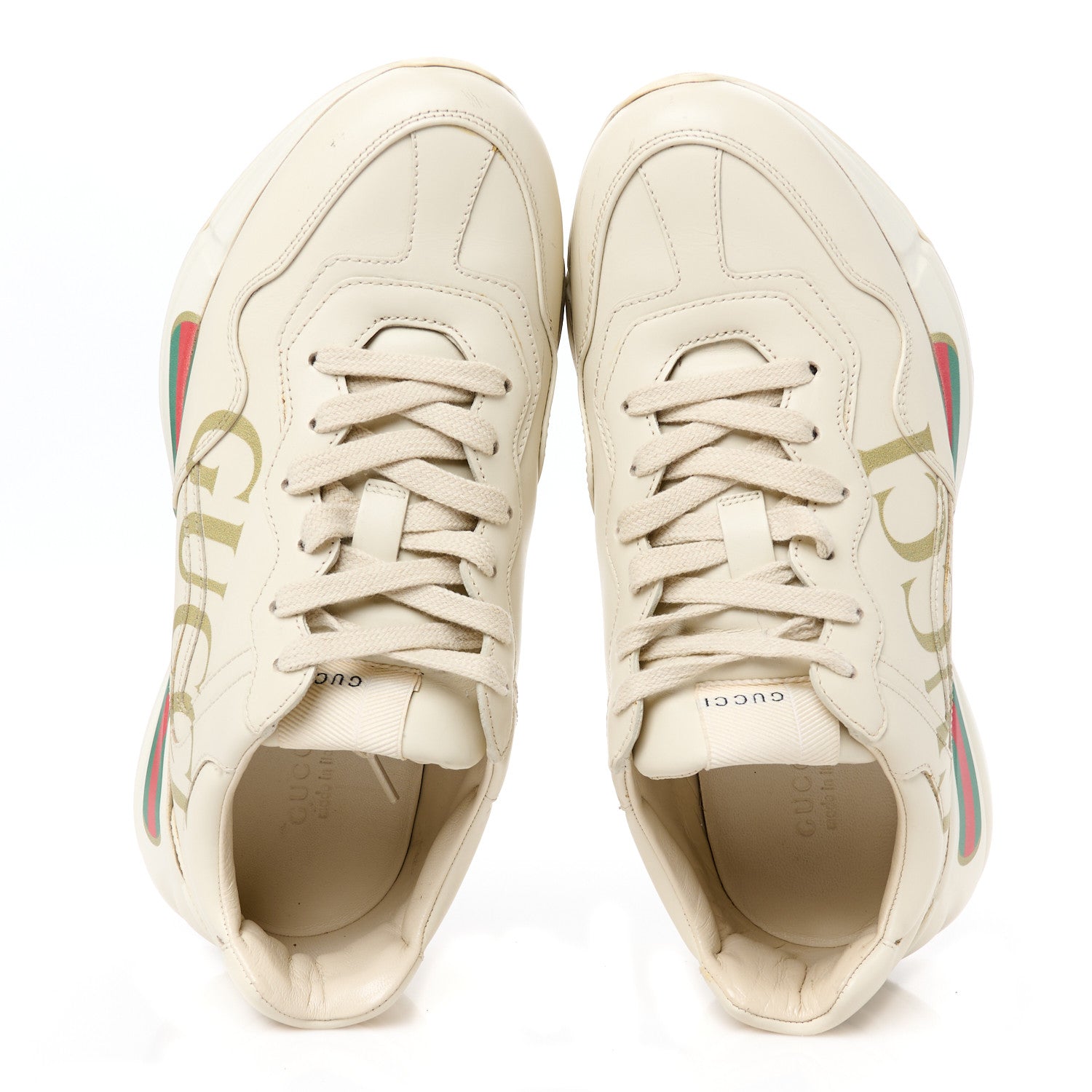 Calfskin Logo Womens Rhyton Sneakers 38.5 Ivory