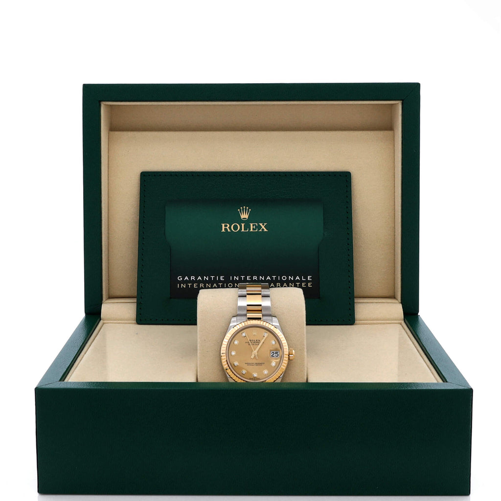 Oyster Perpetual Datejust Automatic Watch Stainless Steel and Yellow Gold with Diamond Markers 31