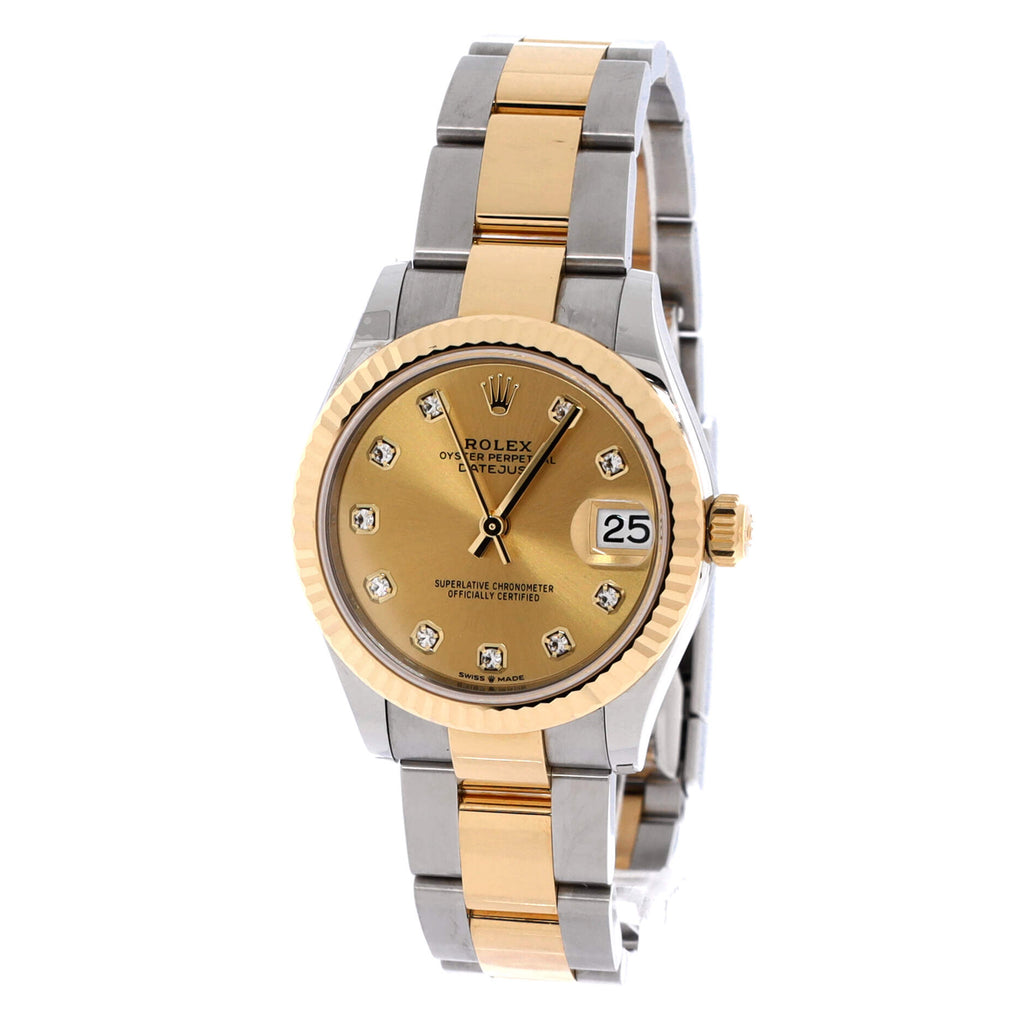 Oyster Perpetual Datejust Automatic Watch Stainless Steel and Yellow Gold with Diamond Markers 31
