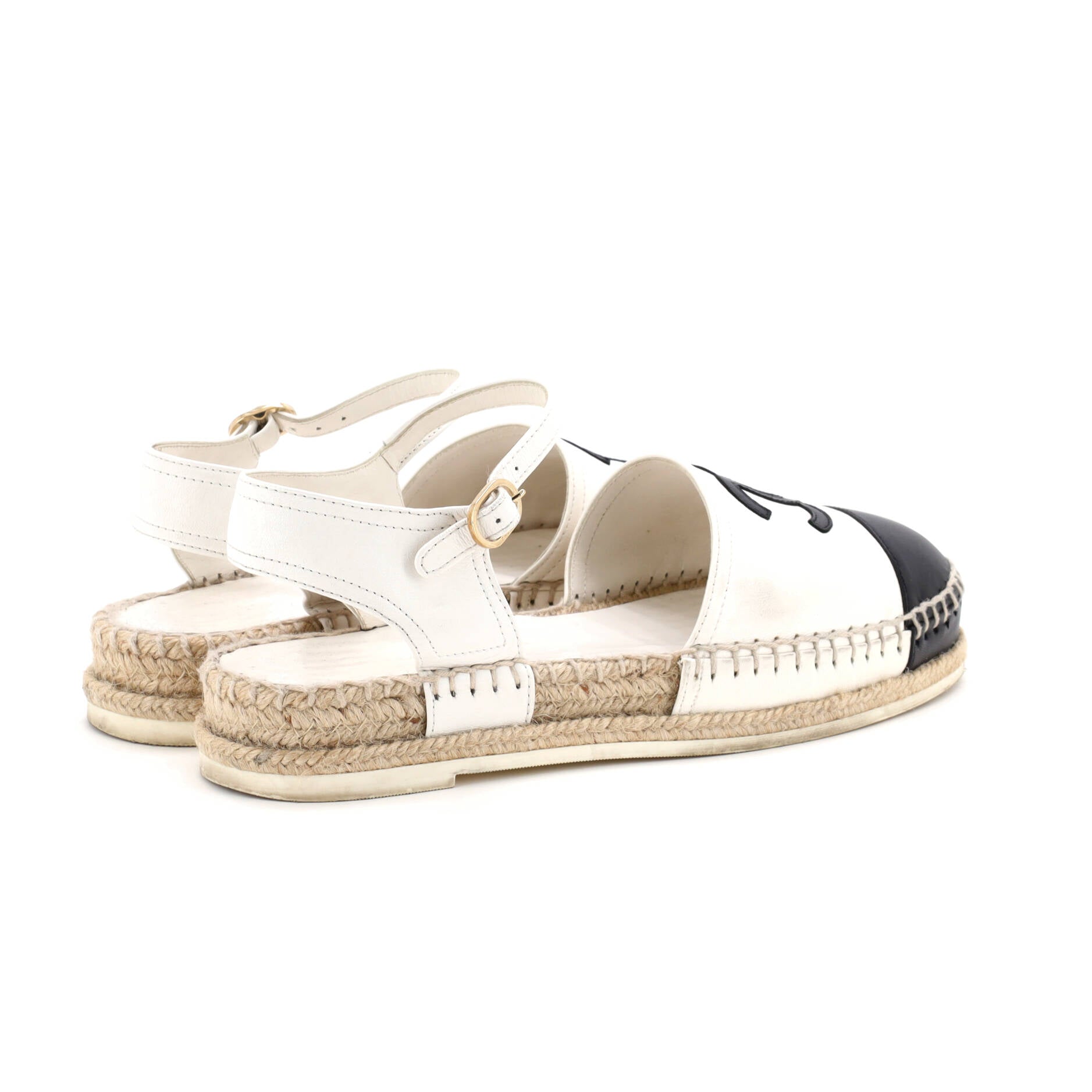 Women's CC Cap Toe Ankle Strap Espadrilles Leather
