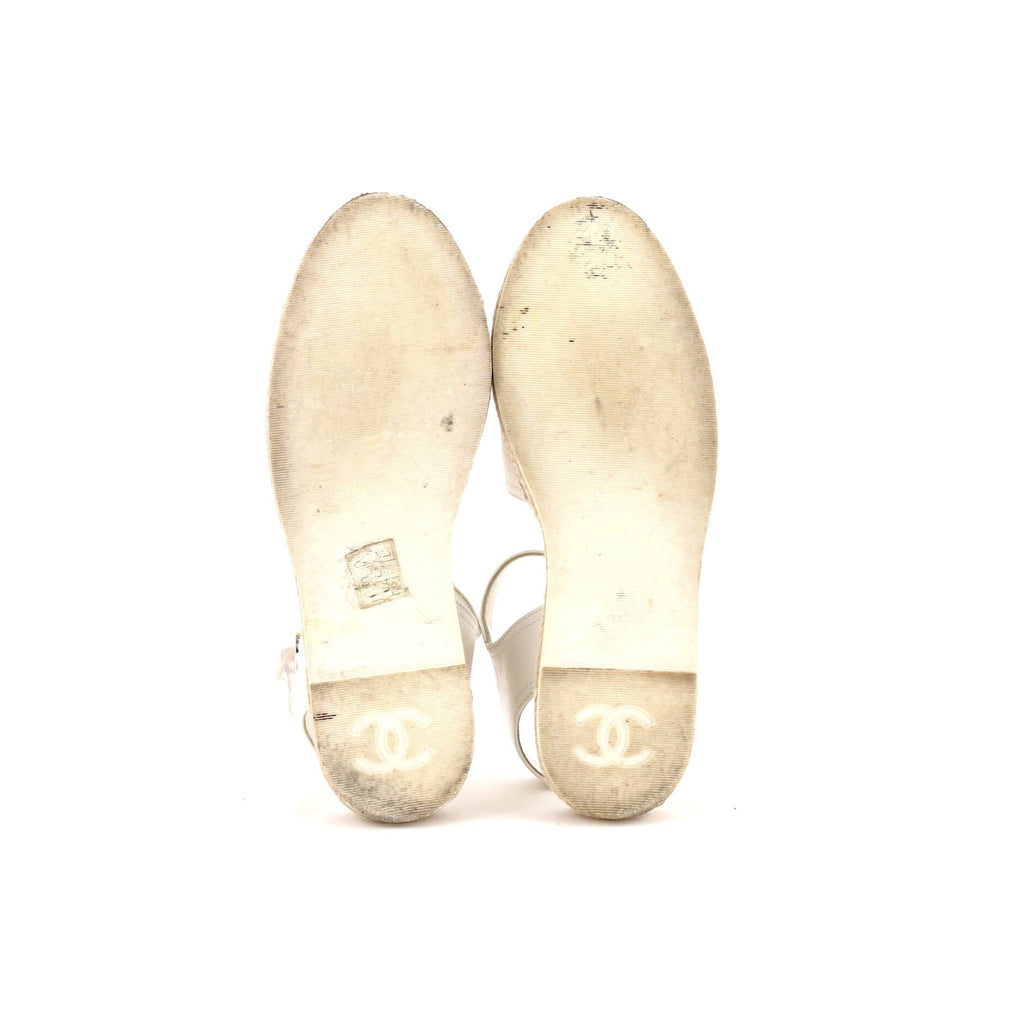 Women's CC Cap Toe Ankle Strap Espadrilles Leather