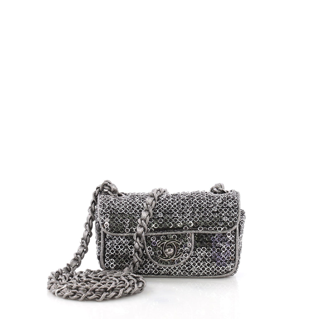 Hidden Sequins Flap Bag Quilted Sequins Extra Mini