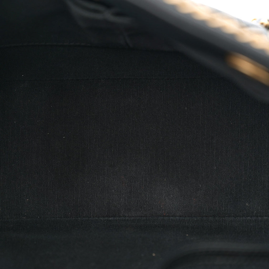 Calfskin Quilted Chain Lines Shopping Tote Black