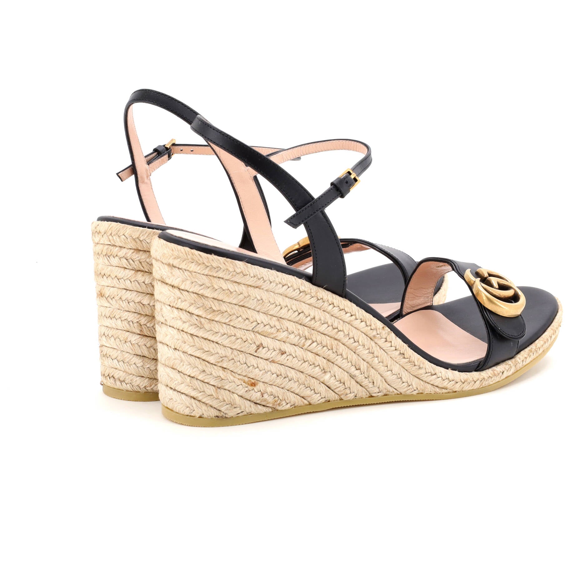 Women's GG Marmont Wedge Espadrille Sandals Leather