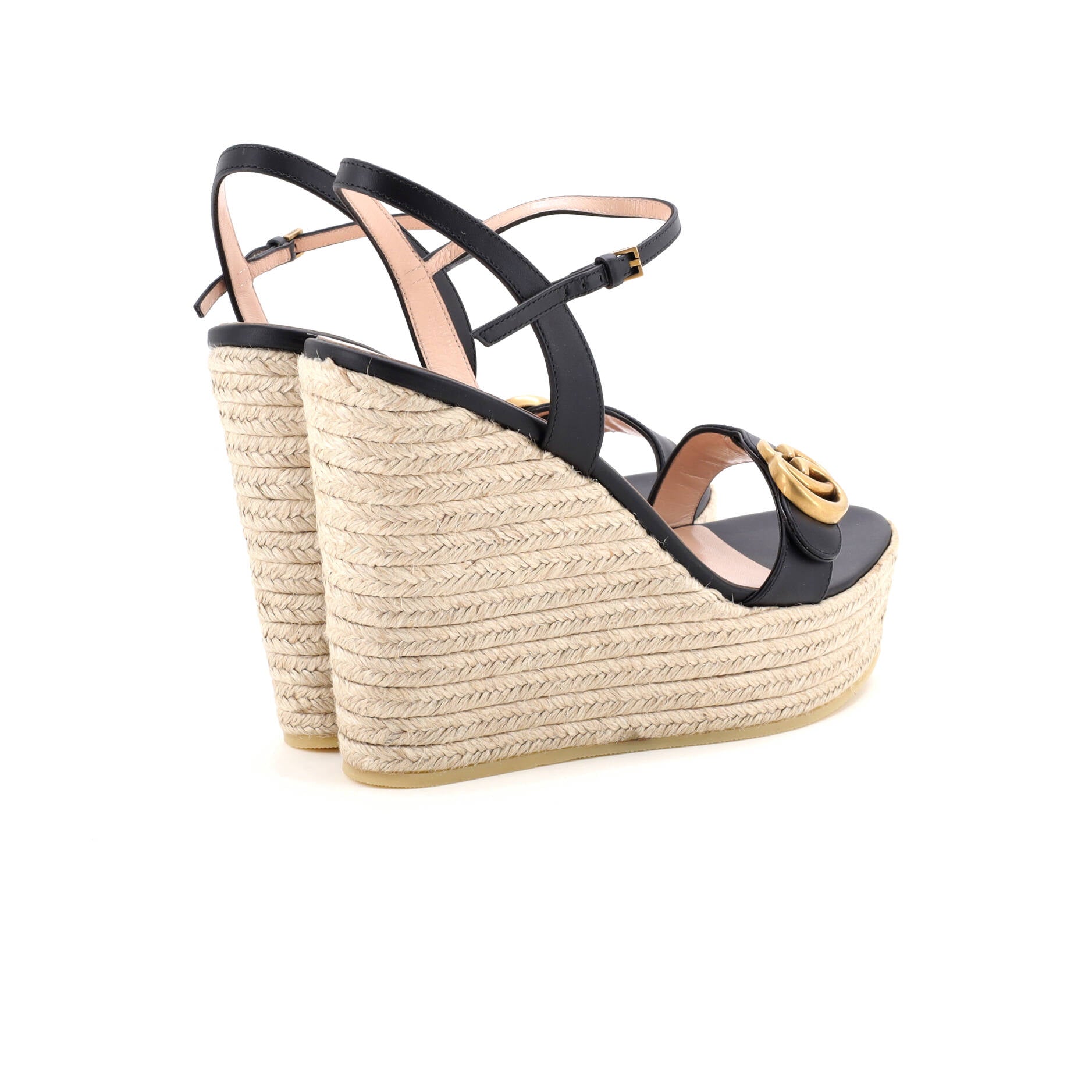 Women's GG Marmont Wedge Espadrille Sandals Leather