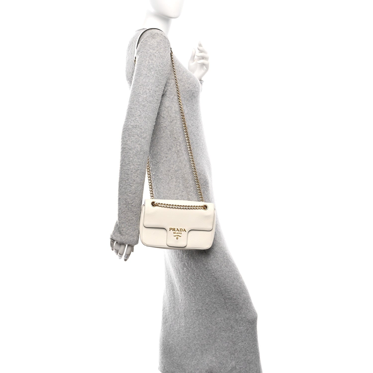 Saffiano Flap Shoulder Bag Talco