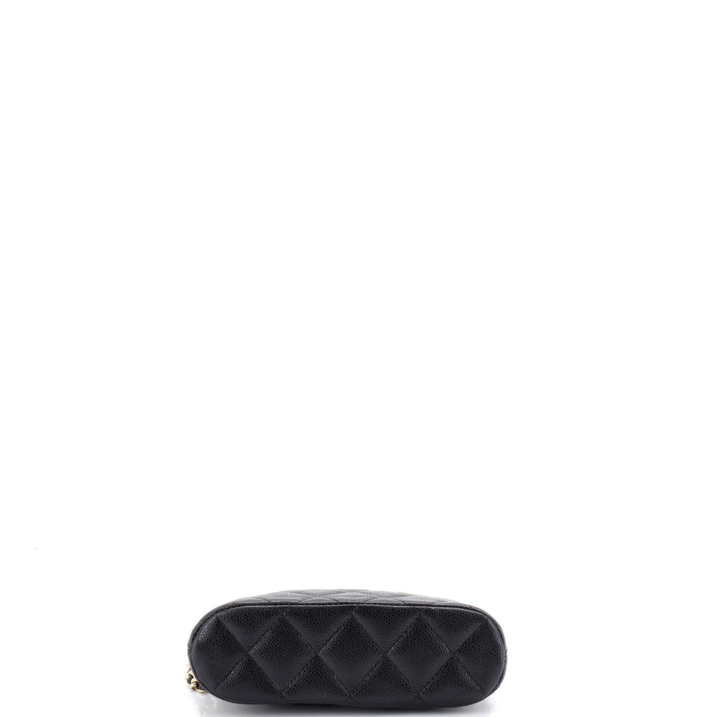 CC Dome Zip Clutch with Chain Quilted Caviar Mini
