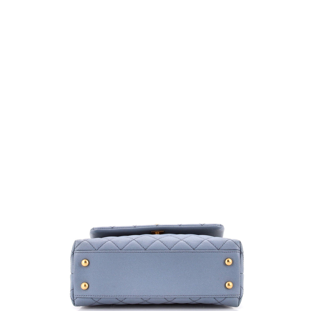 Coco Top Handle Bag Quilted Caviar with Lizard Mini