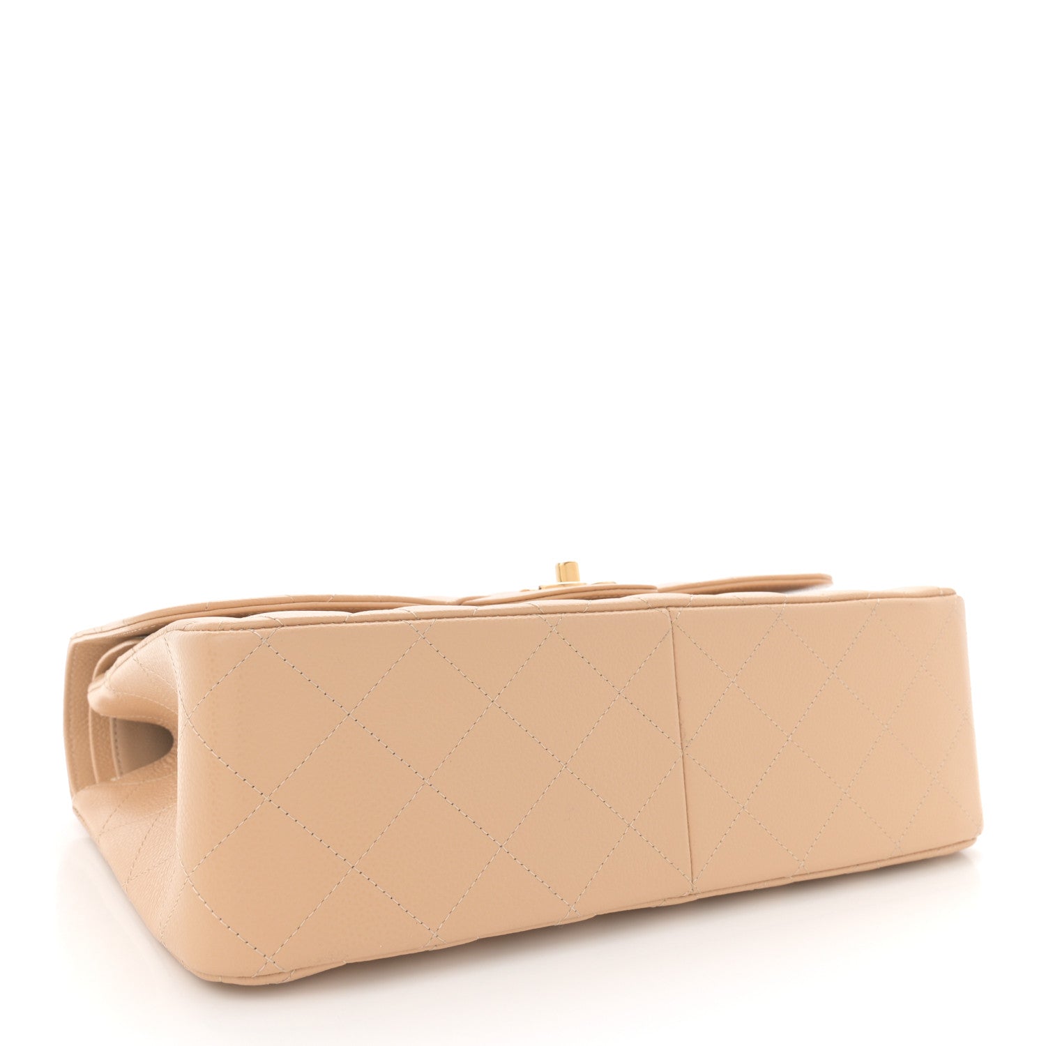 Caviar Quilted Jumbo Double Flap Beige