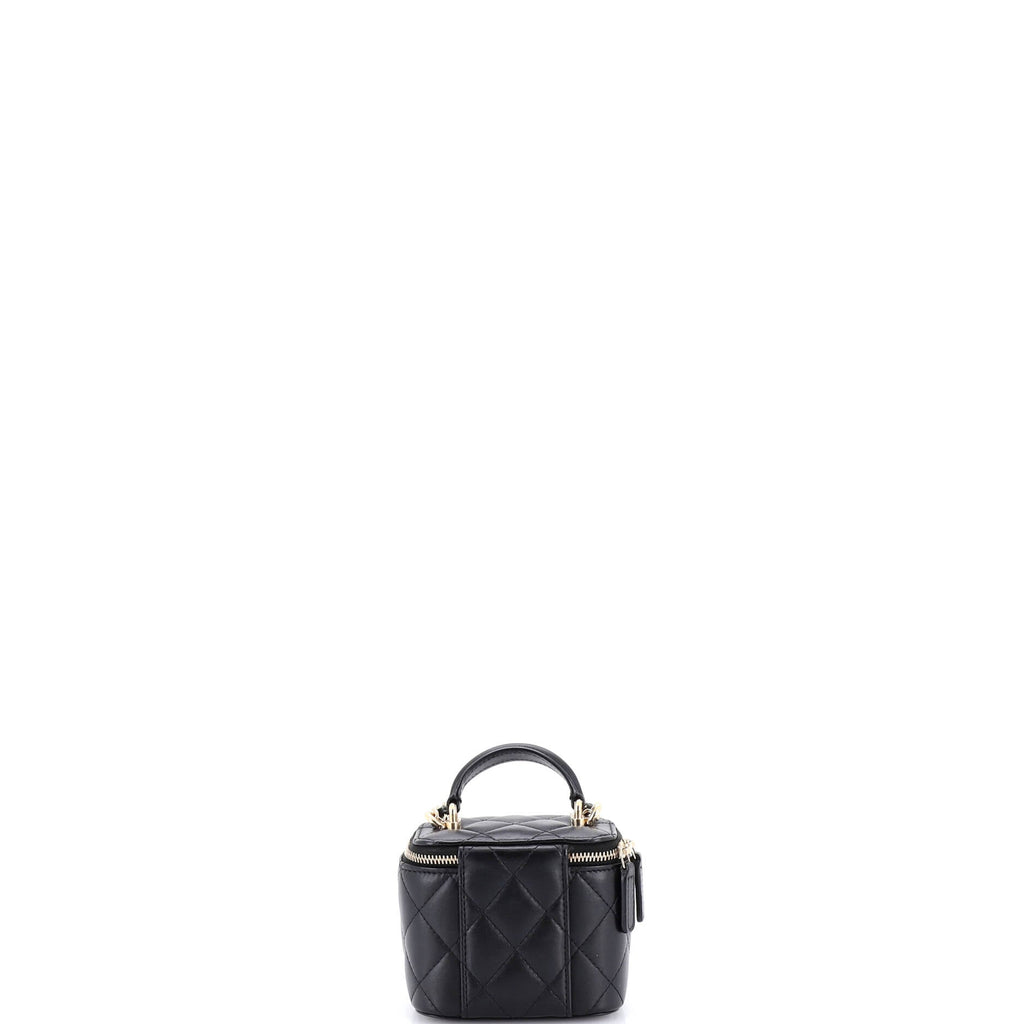 Classic Top Handle Vanity Case with Chain Quilted Lambskin Mini