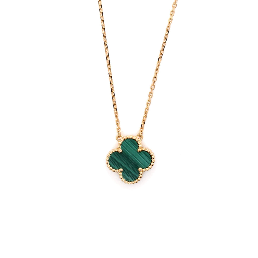 Vintage Alhambra Pendant Necklace 18K Yellow Gold and Malachite