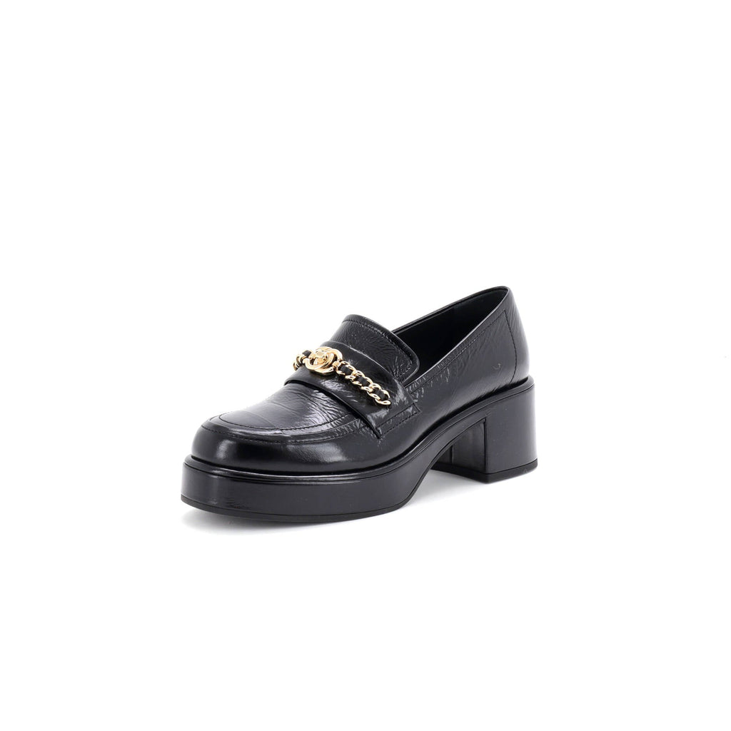 Women's CC Turnlock Chain Mocassin Loafers Leather
