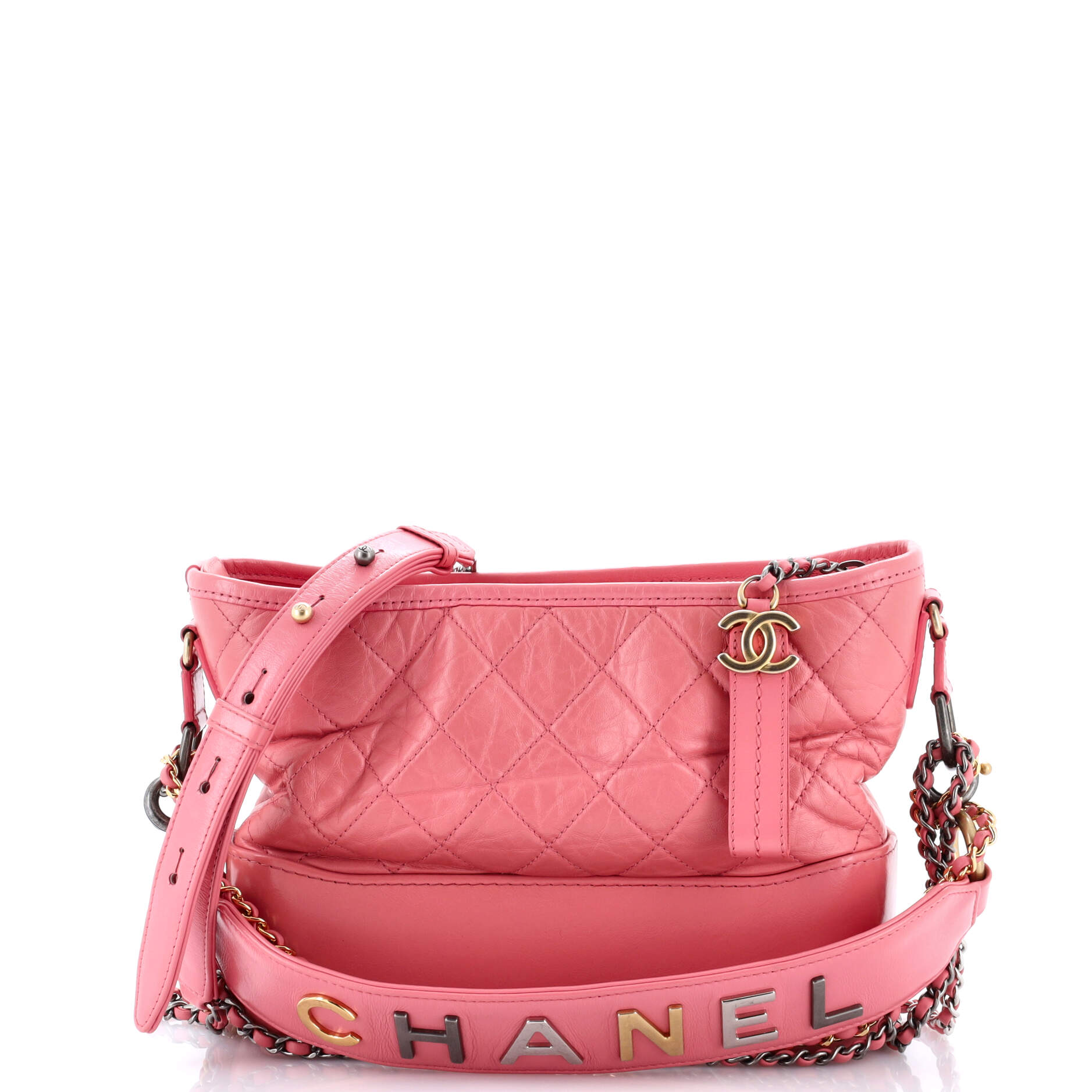 Gabrielle Hobo with Logo Handle Quilted Aged Calfskin Medium