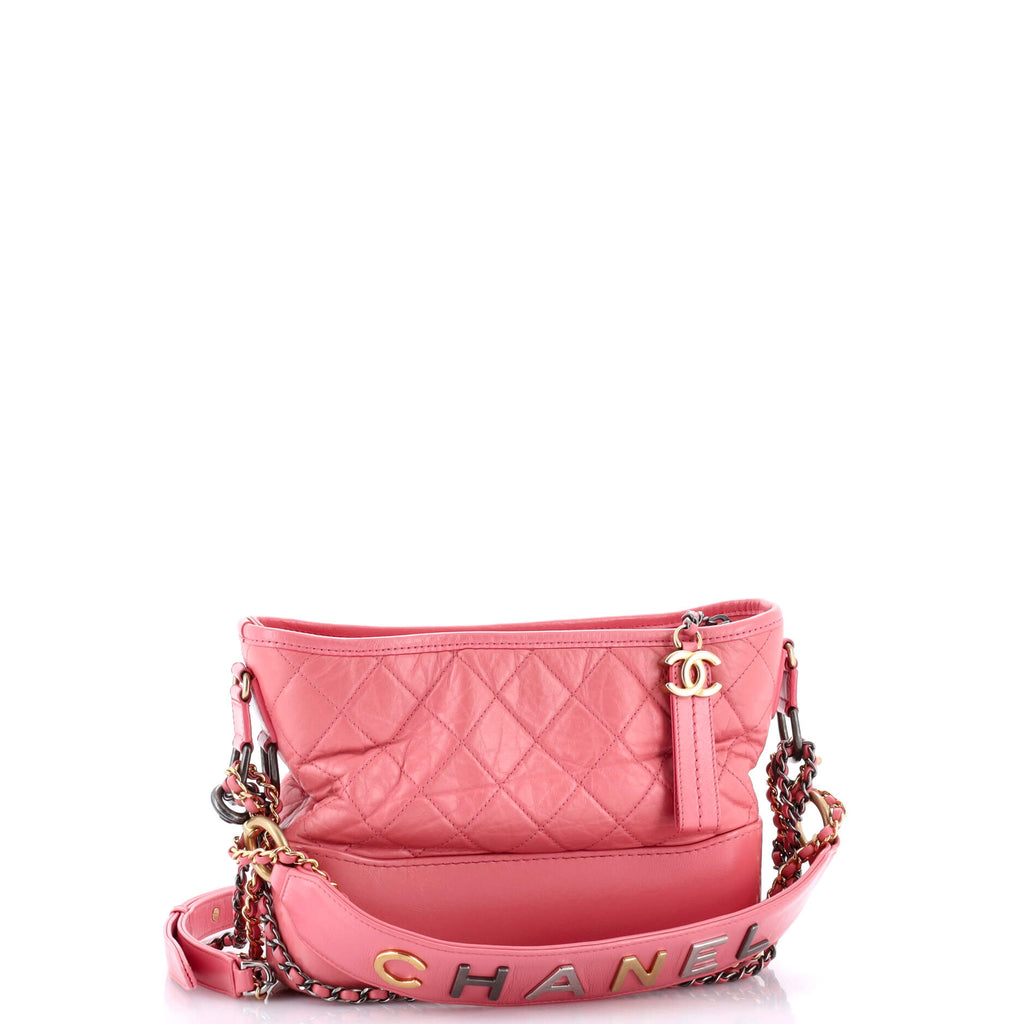 Gabrielle Hobo with Logo Handle Quilted Aged Calfskin Medium