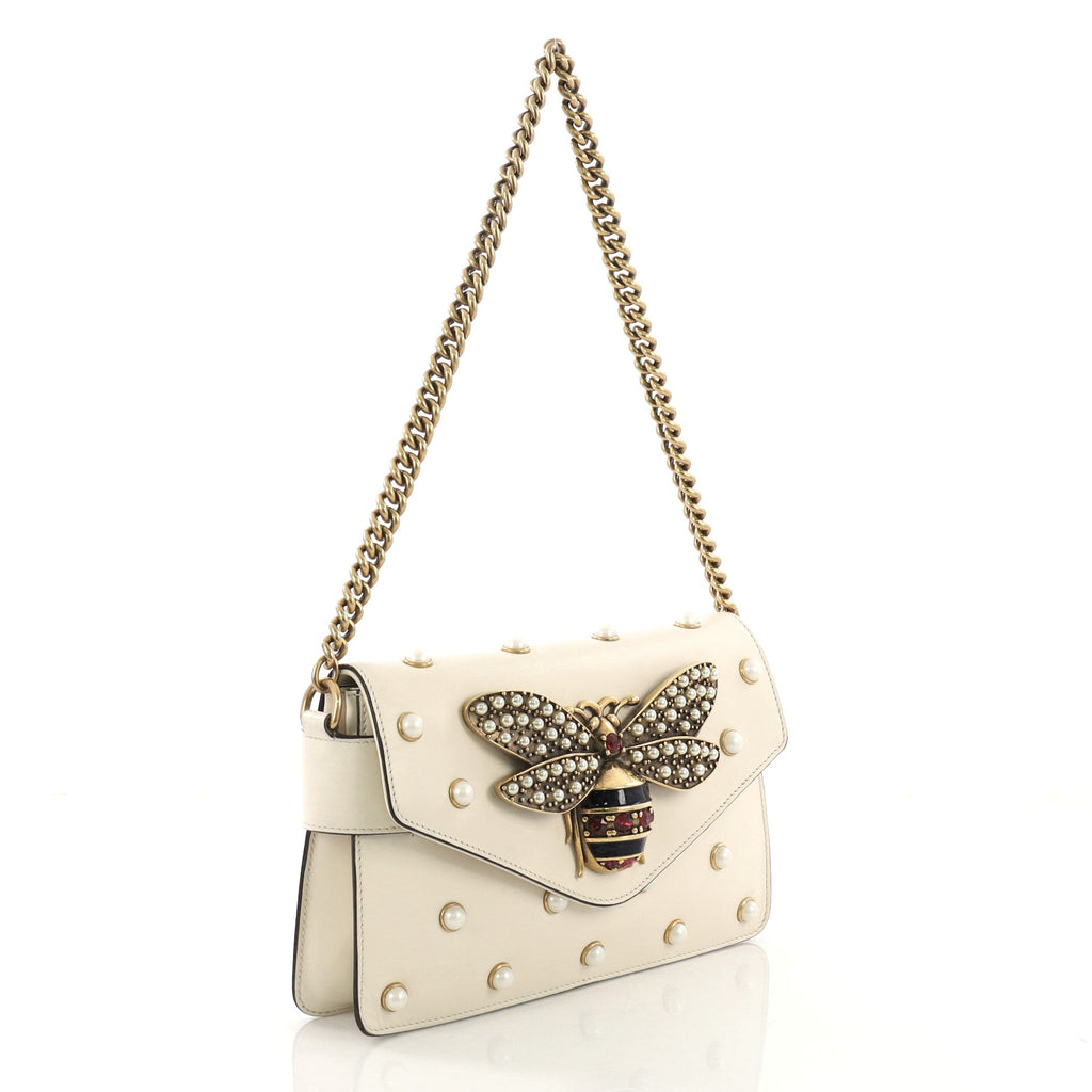 Broadway Pearly Bee Shoulder Bag Embellished Leather Mini