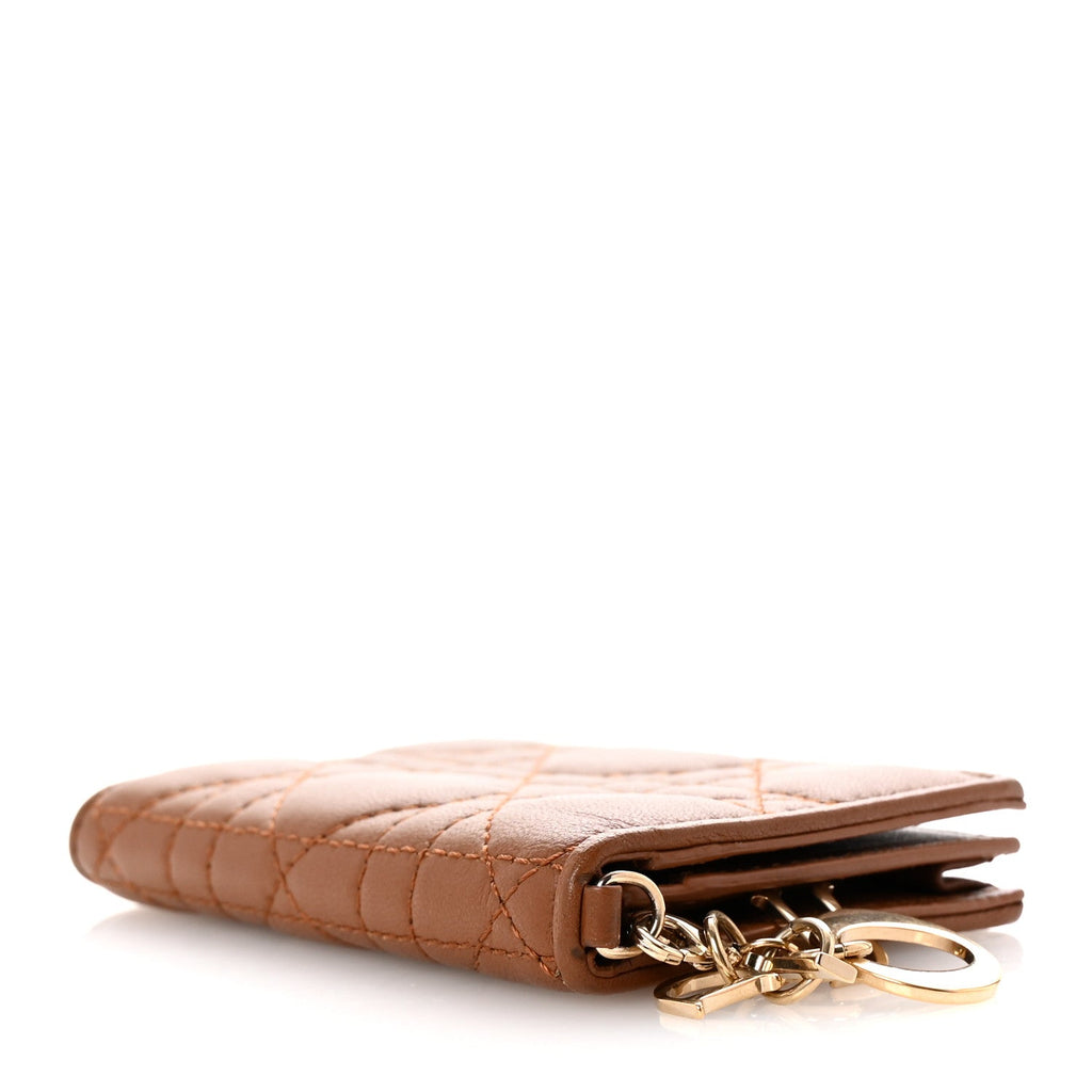 Lambskin Cannage Lady Dior Bloom  Holder Brown