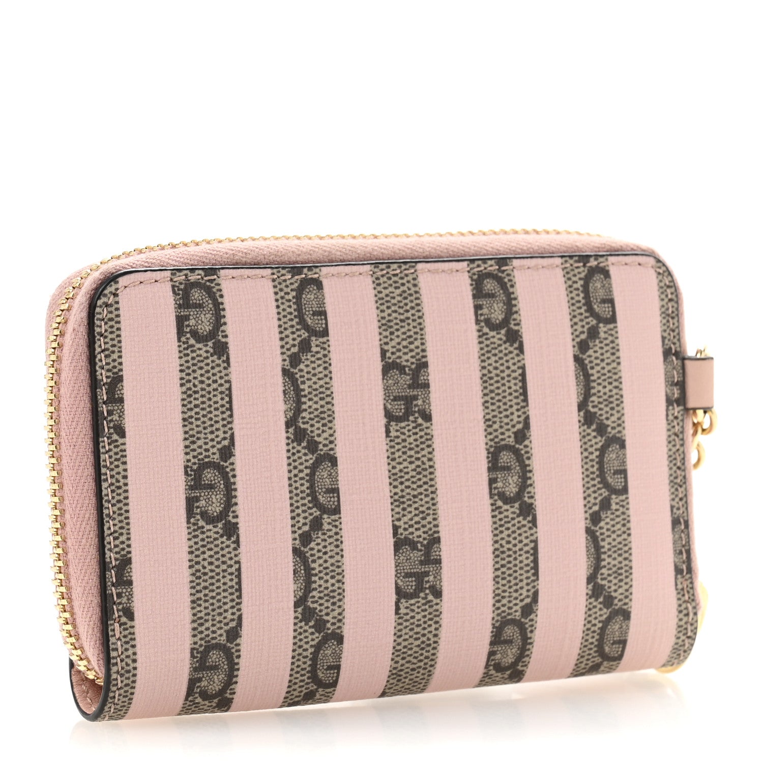 Supreme Monogram Vitello Eclipse Enamel Striped GG Key  Case Beige Ebony Pink