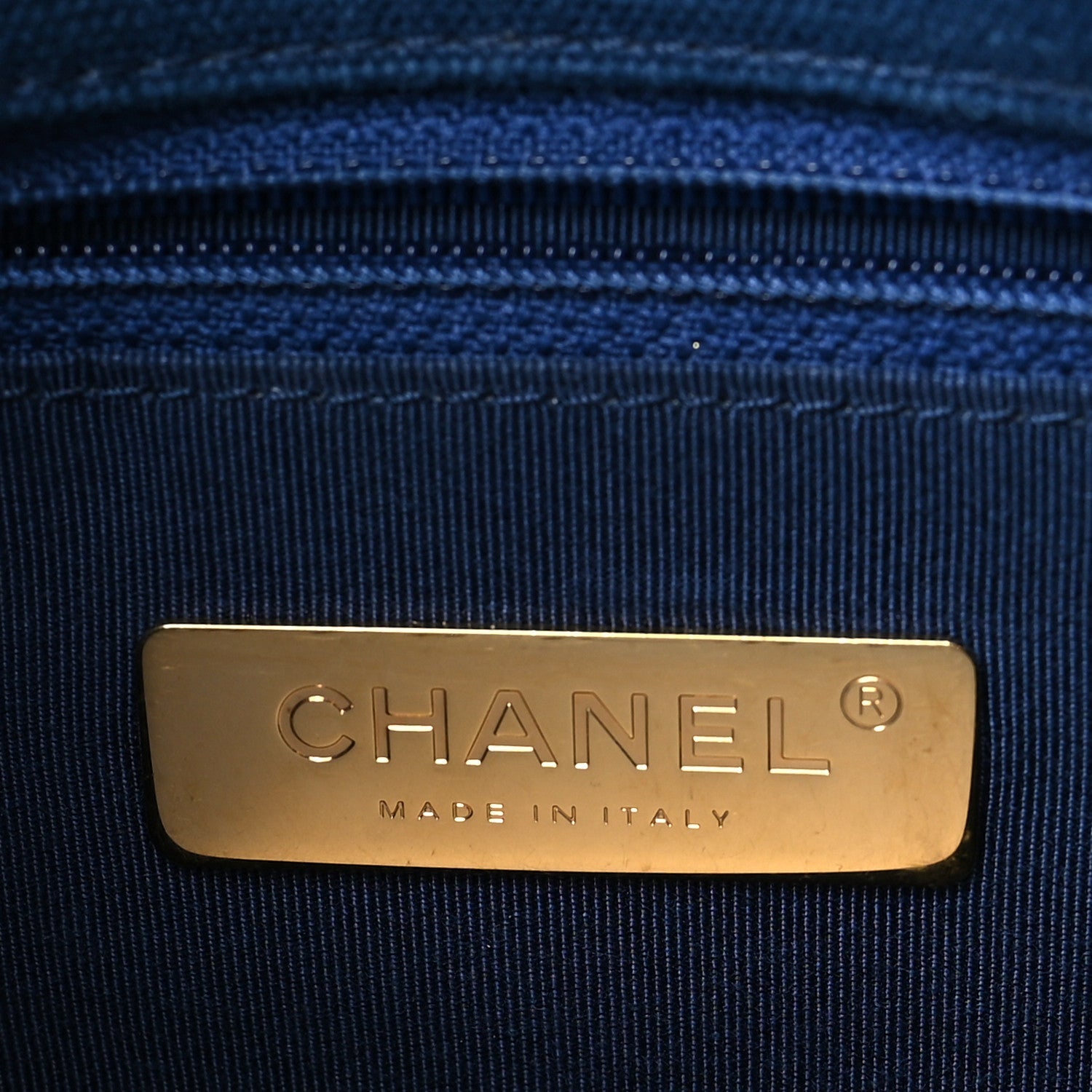 Cotton Canvas Quilted Medium Chanel 19 Flap Navy Blue