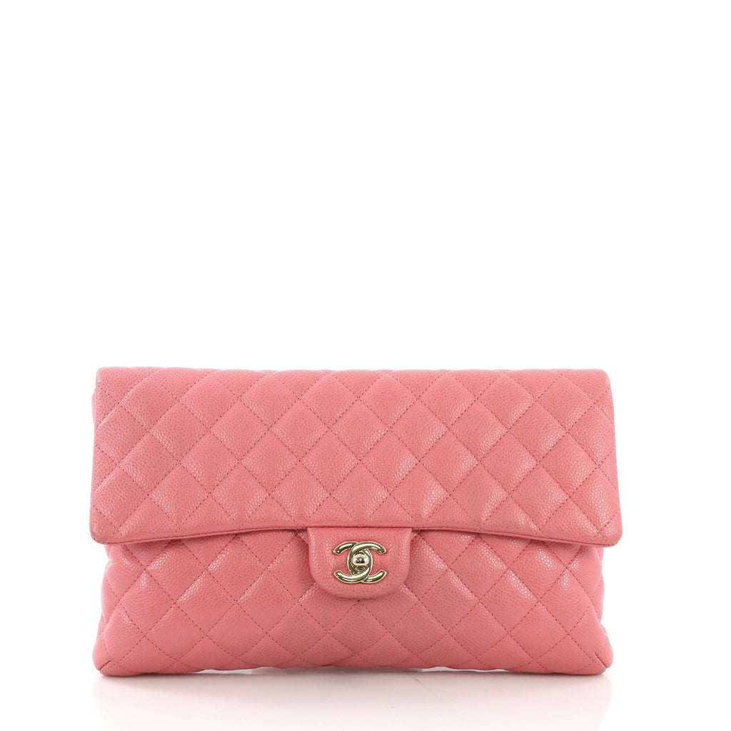 Classic Flap Clutch Quilted Caviar